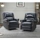 preview thumbnail 14 of 62, Ilario 32.67'' Wide Genuine Leather Manual Rocker Recliner, Set of 2 NAVY
