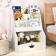 preview thumbnail 1 of 7, 4-Tier Kids Bookshelf with Shelves and Compartment for Toddlers-White White