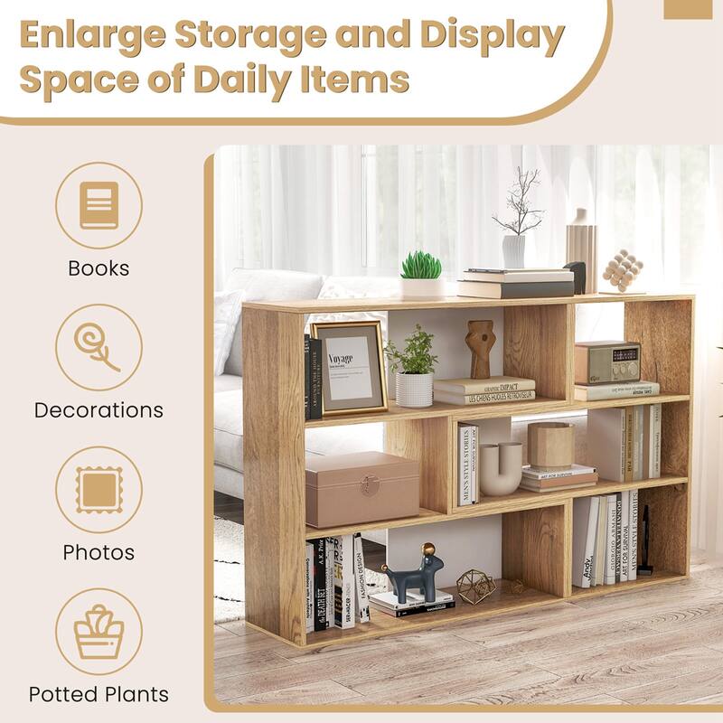 Costway 6-Open Shelf Bookshelf Storage Display Stand Corner Bookcase - 52'' x 12'' x 33''