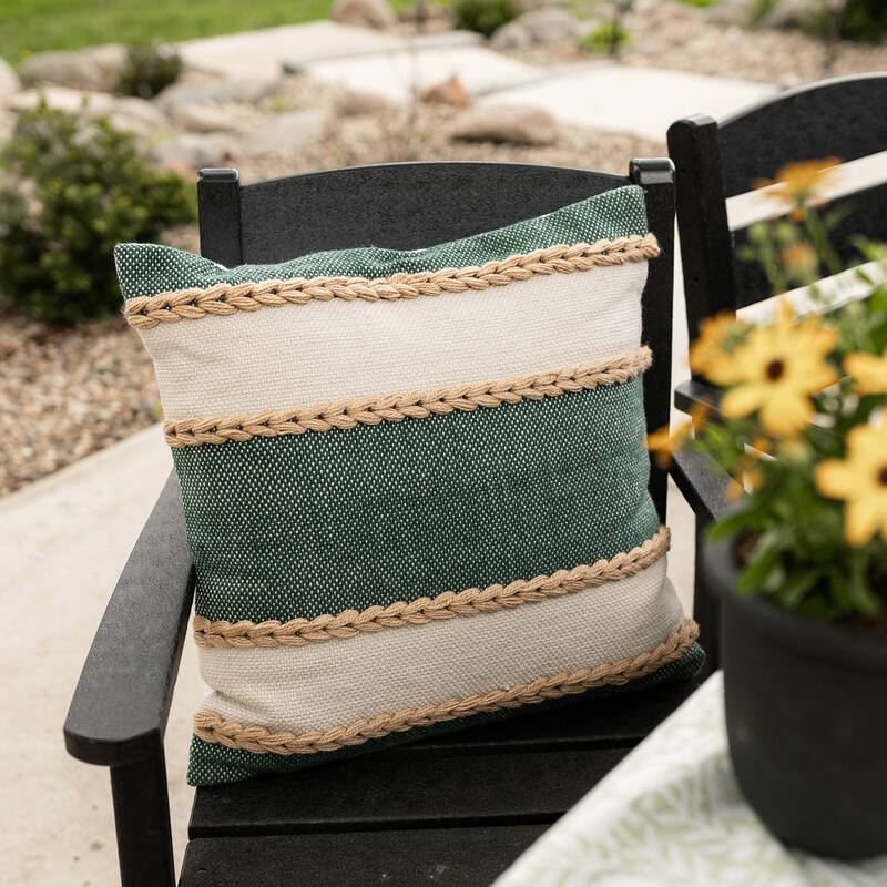 Foreside Home & Garden 20x20 In/Outdoor Wide Stripe Filled Pillow - 20 x 20 x 5"