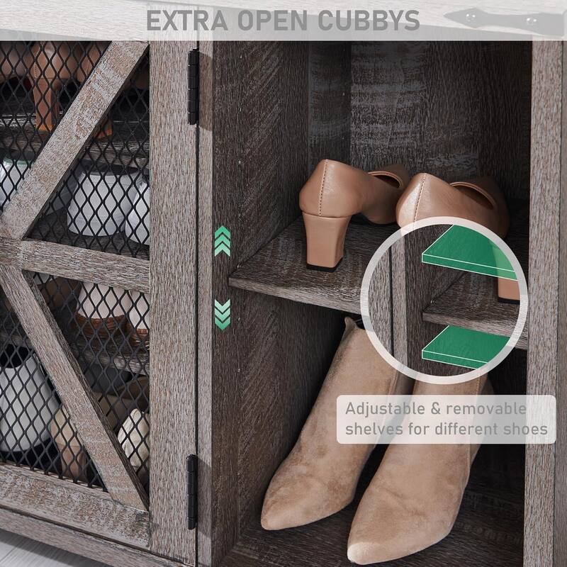 Farmhouse Shoe Storage Cabinet, Wooden Shoe Cabinet, Shoe Organizer - N/A