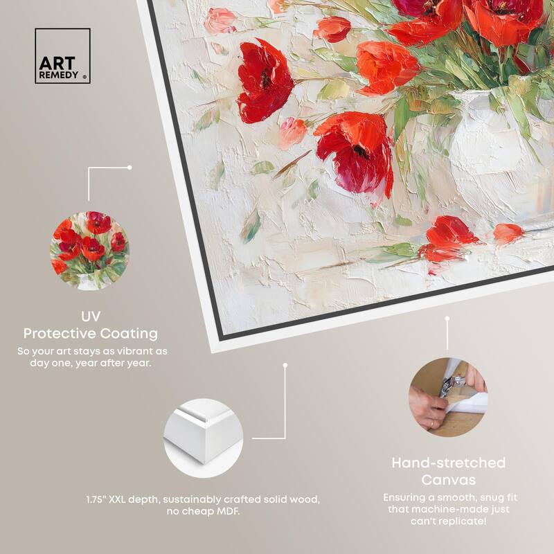 Red Blooms in a Vase Canvas by Art Remedy