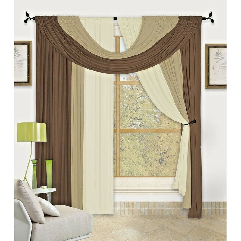 Bella 4 Pc Window in a Bag Set, Complete Curtain Drape Valance Window Treatment
