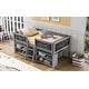 preview thumbnail 3 of 10, Twin Size Low Loft Bed with 2 Movable Shelves & Ladder, Solid Wood Bed with Decorative Guardrail Chalkboard, Grey