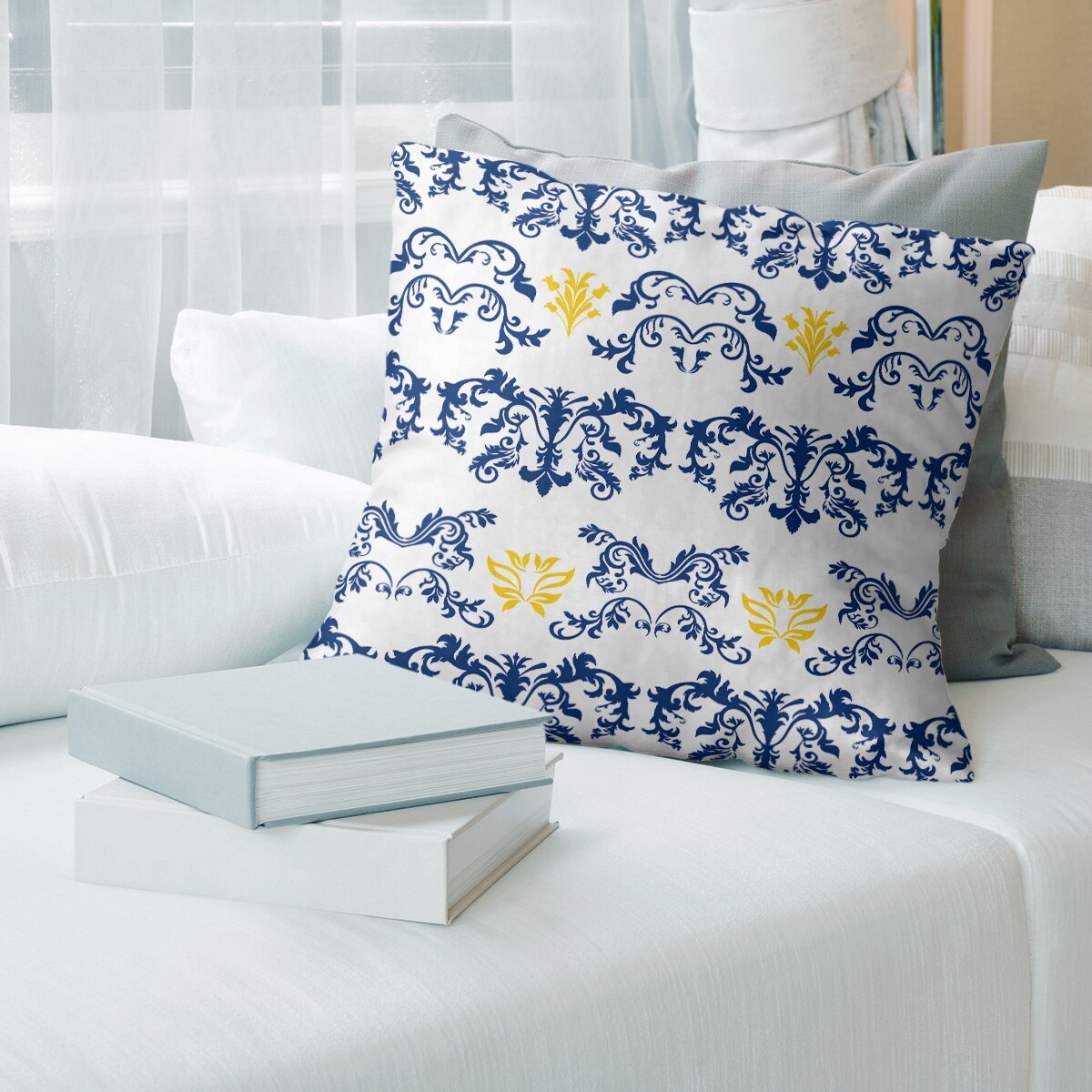 LA Throwback Football Baroque Pattern Accent Pillow Cotton Twill