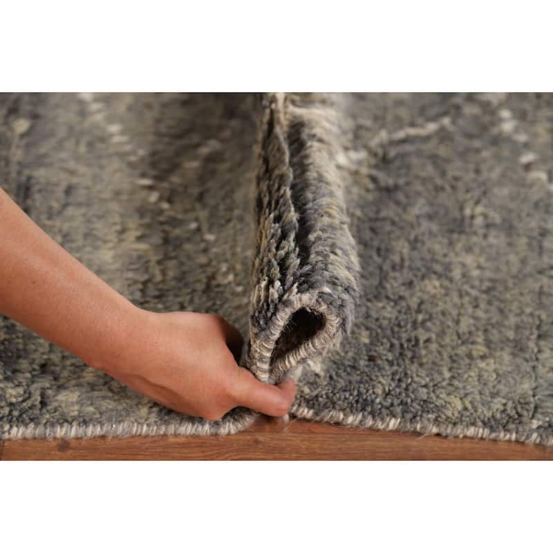 Gray Plush Moroccan Oriental Area Rug Handmade Wool Carpet - 7'11" x 10'8"
