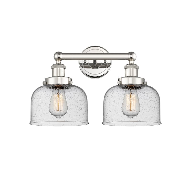 Innovations Lighting 616-2W-10-16-L Bell Vanity Bell 2 Light 16" Wide - Polished Nickel / Seedy