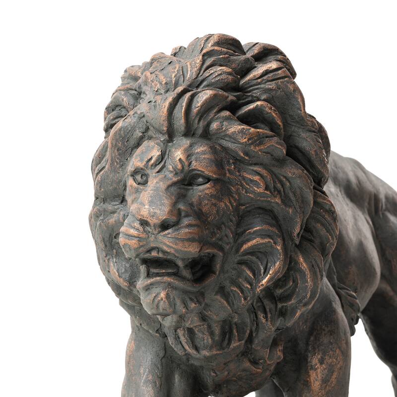Glitzhome 24.5"L MGO Guardian Walking Lion Statue Indoor Outdoor Garden Sculpture Front Door Porch Decor