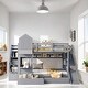 preview thumbnail 1 of 9, Full-Over-Full Bunk Bed with 2 Drawers, Castle Style Bed with 3 Storage Shelves, Storage Bed with Slide, Gray Subdued Gray