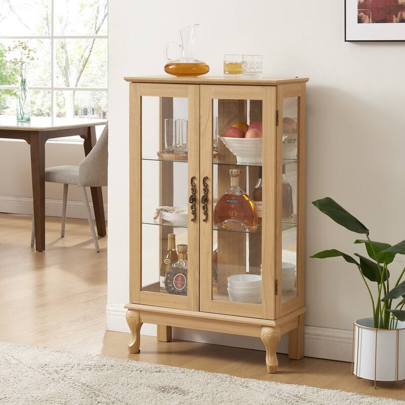 Display cabinet with tempered glass door