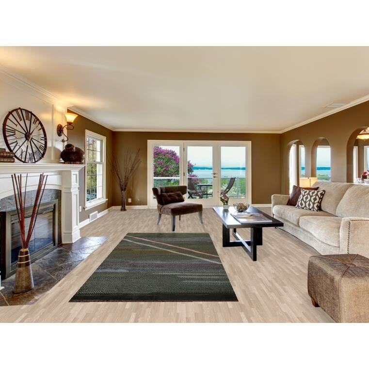 Green Gabbeh Persian Area Rug Handmade Wool Carpet - 4'7"x 10'0"