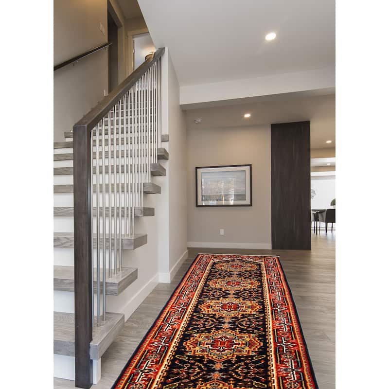 ECARPETGALLERY Hand-knotted Serapi Heritage Dark Navy Wool Rug - 2'7 x 18'0