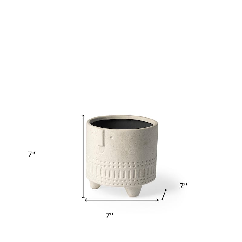 HomeRoots 7" White Abstract Cylinder Ceramic Table Vase