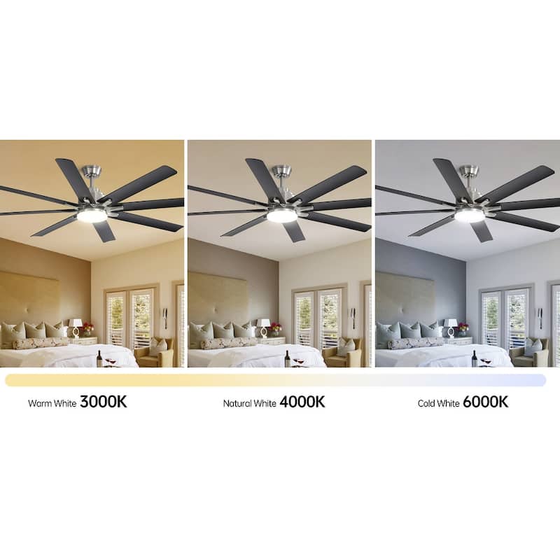 52" Indoor Noiseless Ceiling Fan with Integrated LED Light and Remote