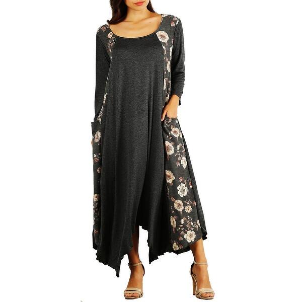 Shop Funfash Women Plus Size Gray Black Long Sleeve Maxi Dress
