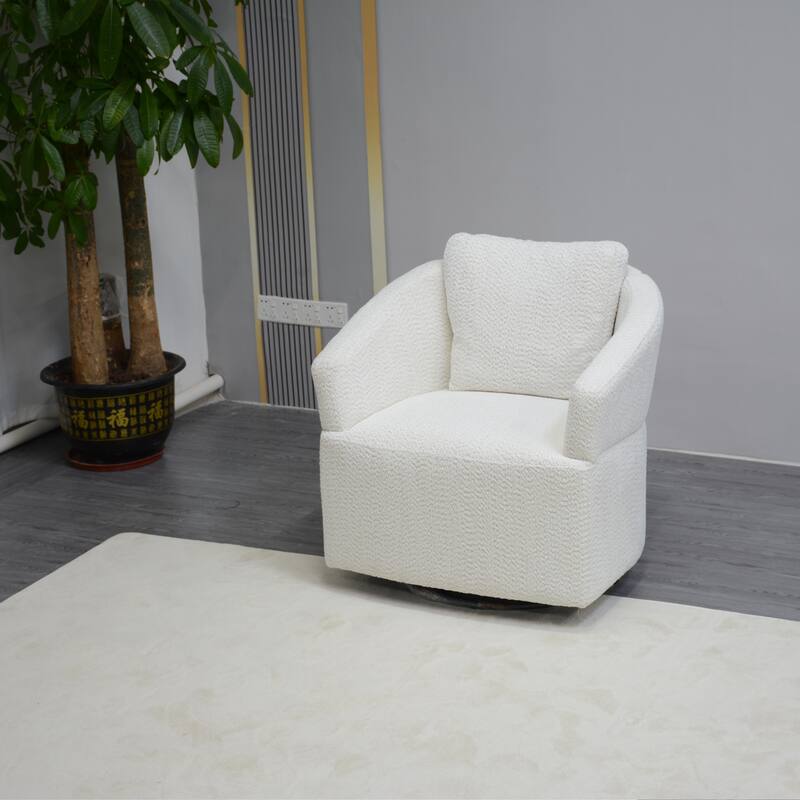 360 Degree Swivel Beige Fabric Sofa Chair for Small Spaces