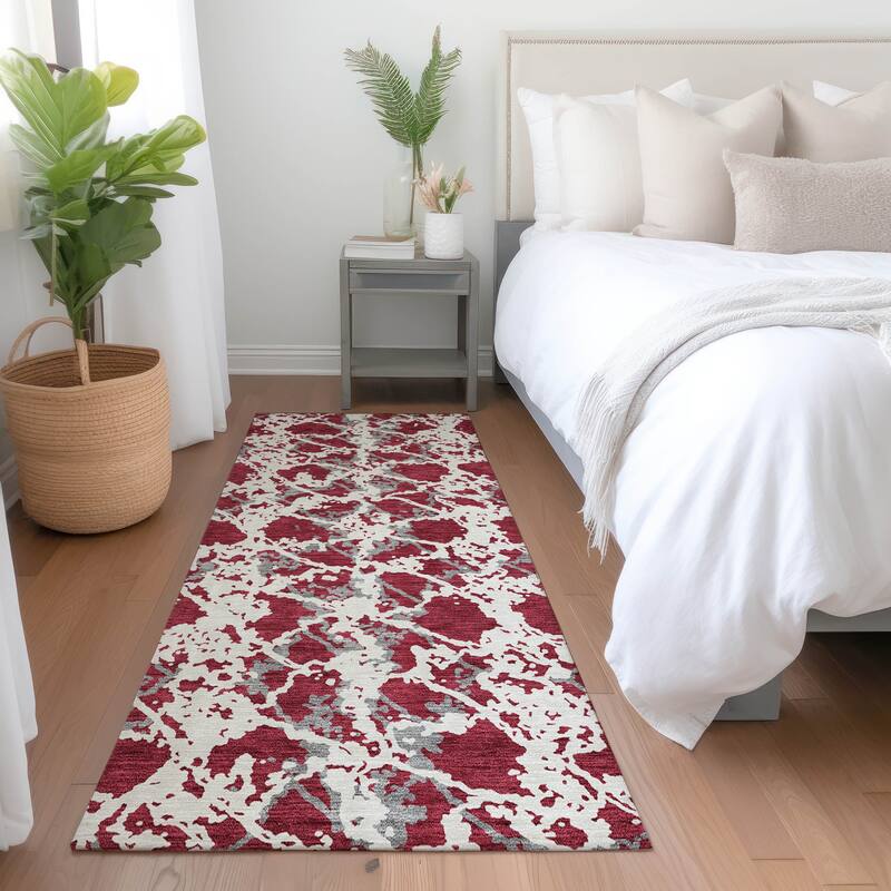 Machine Washable Indoor/ Outdoor Abstract Modern Chantille Rug