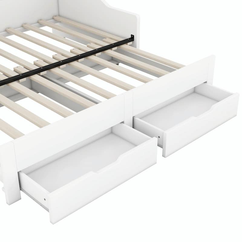 Twin to King Size Daybed Frame with Storage, Drawers, and Charging Design