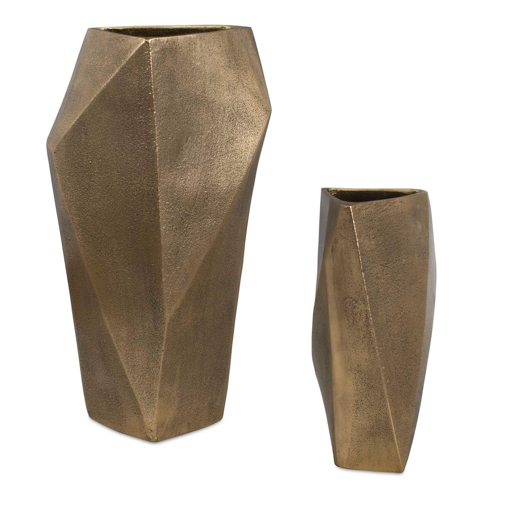 Uttermost GeoForm Indoor-Outdoor Brass Vases (Set of 2)