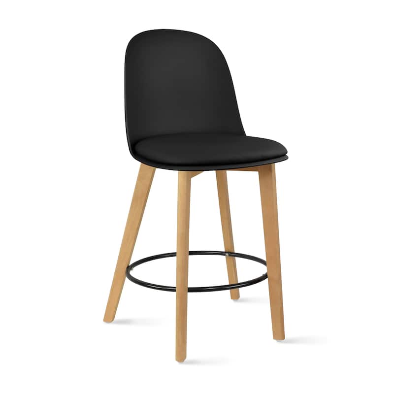 Set of 2 Designer Eiffel Chairs Counter Stools With Backs Side Molded Shell Kitchen Office Dining Dowel Bar Patio