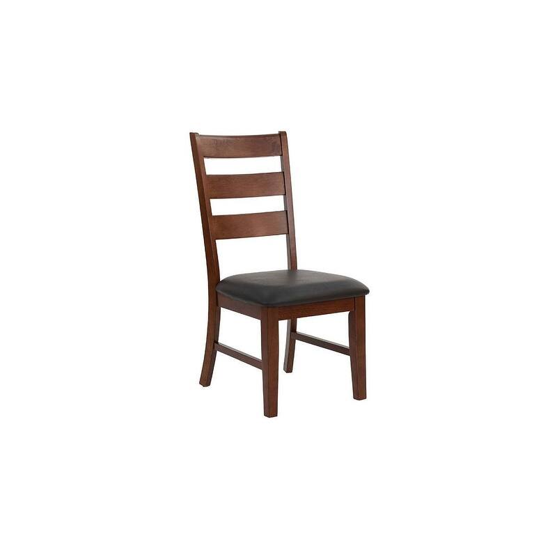 Ladder Back Dining Chairs Upholstered Seat Walnut Finish