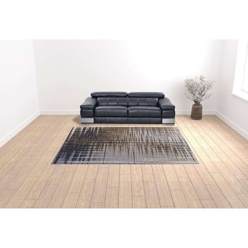 HomeRoots 9' X 12' Blue Orange And Gray Abstract Power Loom Area Rug - 9' x 12'