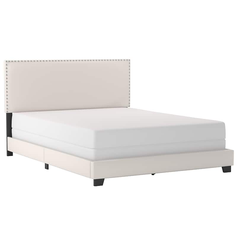 Gayle Nailhead Trim Faux Leather Upholstered Bed, by Hillsdale
