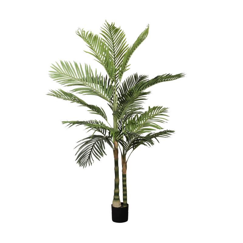 6FT Golden Cane Artificial Palm Tree, Tropical Fake Plant for Indoor Outdoor Decoration, Faux Palm, 1pc/set - Green Leaves