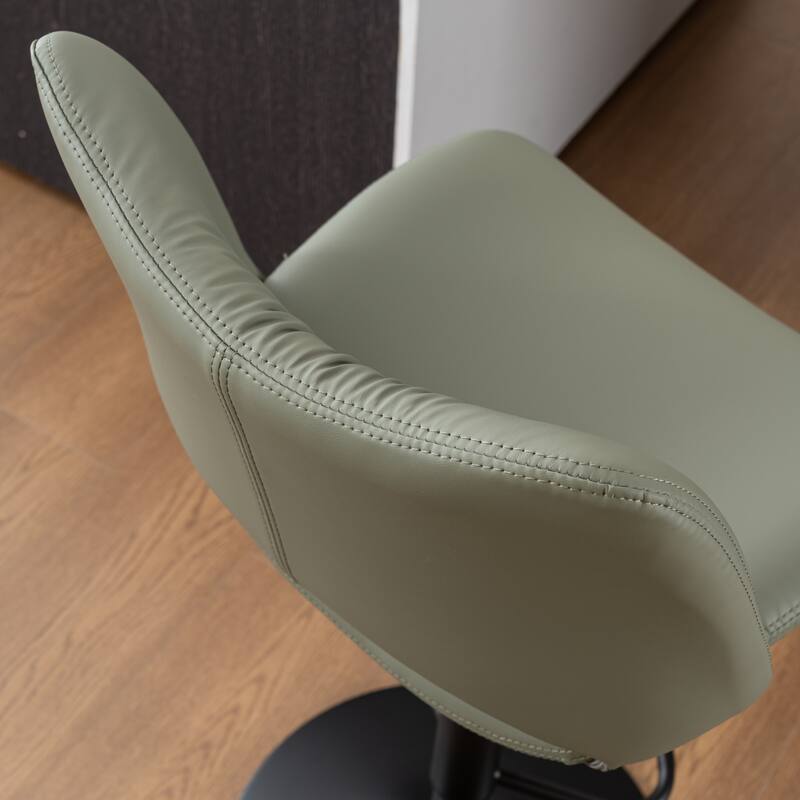 Faux Leather Upholstered Bar stools Set of 2 with Metal Footrest