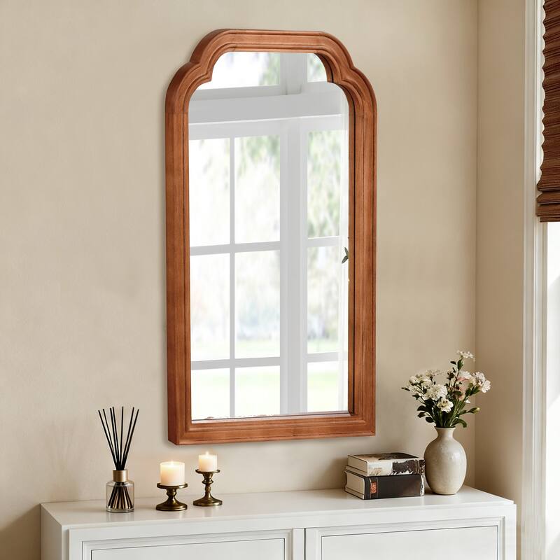 24" x 36" Solid Wood Frame Rounded Corner Decorative Mirror, For Bedroom, Bathroom, Living Room, Entryway
