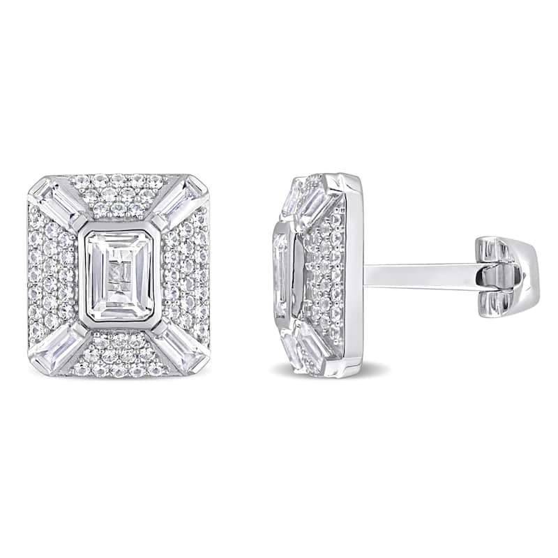 Miadora 5-3/4ct TGW Created White Sapphire Cufflinks in Sterling Silver