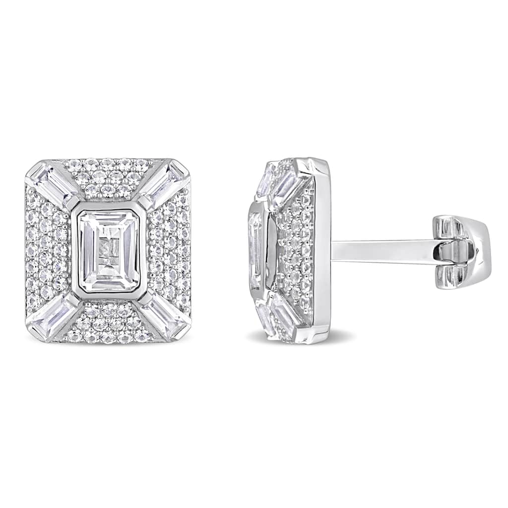 Miadora 5-3/4ct TGW Created White Sapphire Cufflinks in Sterling Silver