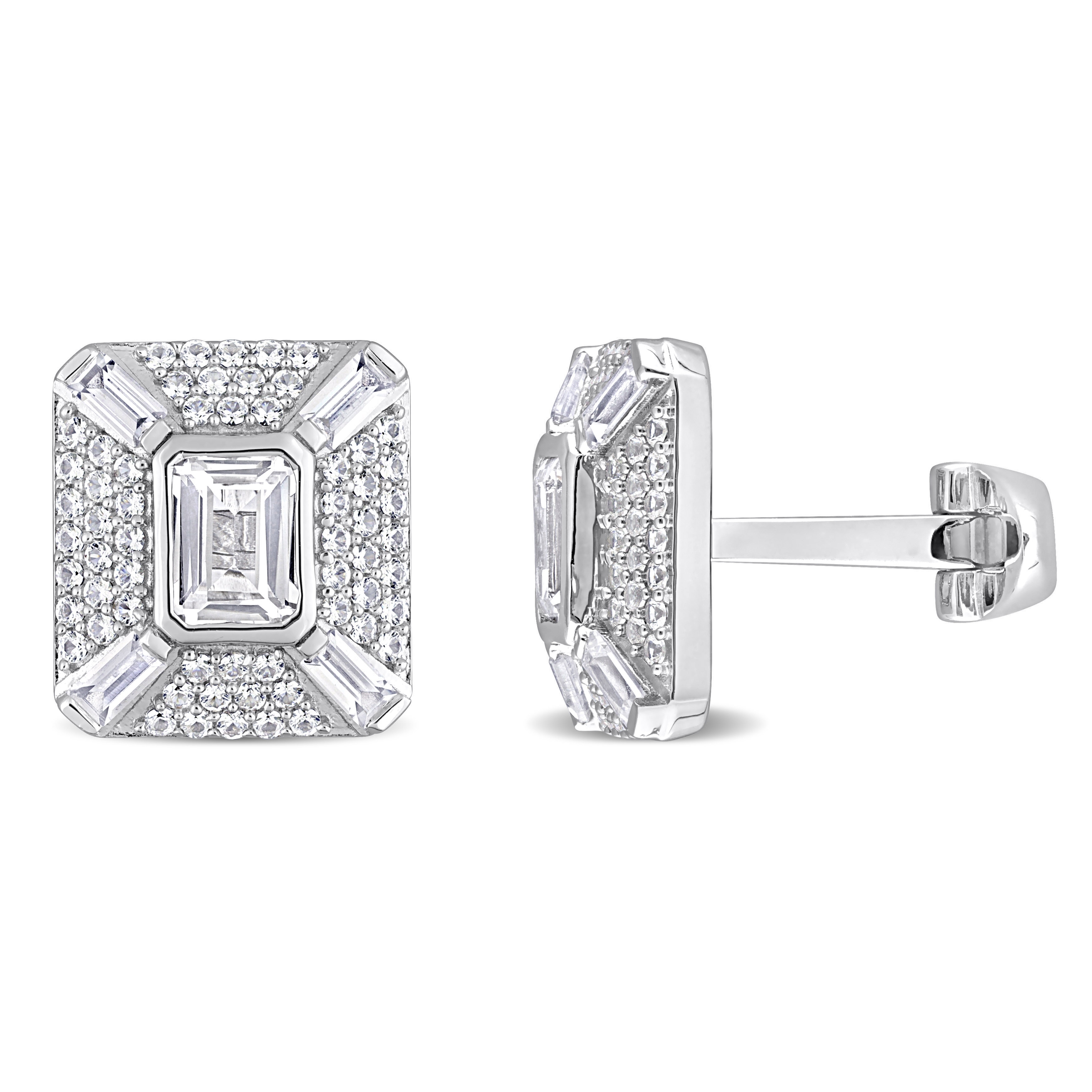 Miadora 5-3/4ct TGW Created White Sapphire Cufflinks in Sterling Silver