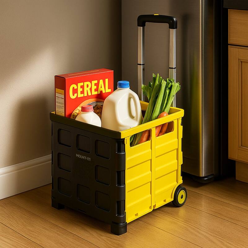 Mount-It! Rolling Utility Cart with Lid and Wheels, 55 Lbs Capacity