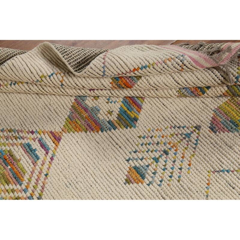 Geometric Moroccan Oriental Area Rug Hand-Knotted Wool Carpet - 5'2"x 8'5"