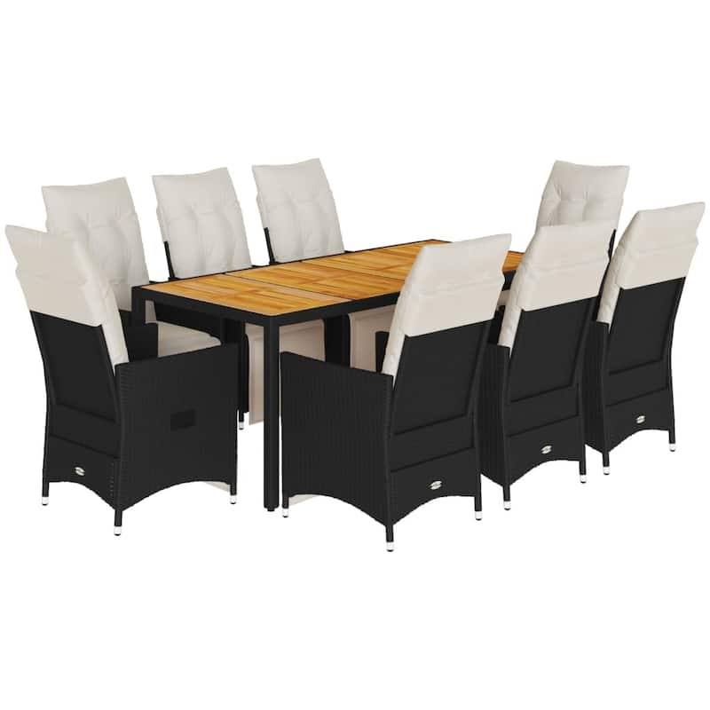 vidaXL Patio Dining Set with Cushions Outdoor Table and Chairs Bistro Set Black