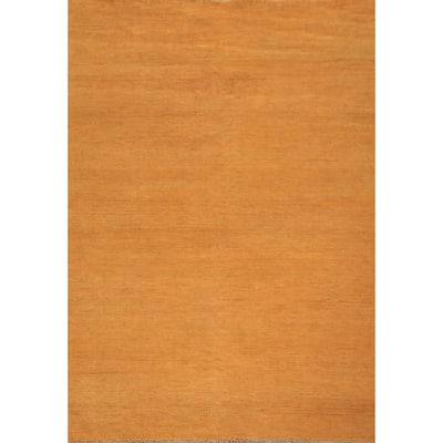 Orange Modern Gabbeh Oriental Area Rug Solid Handmade Wool Carpet - 5'4" x 7'9"