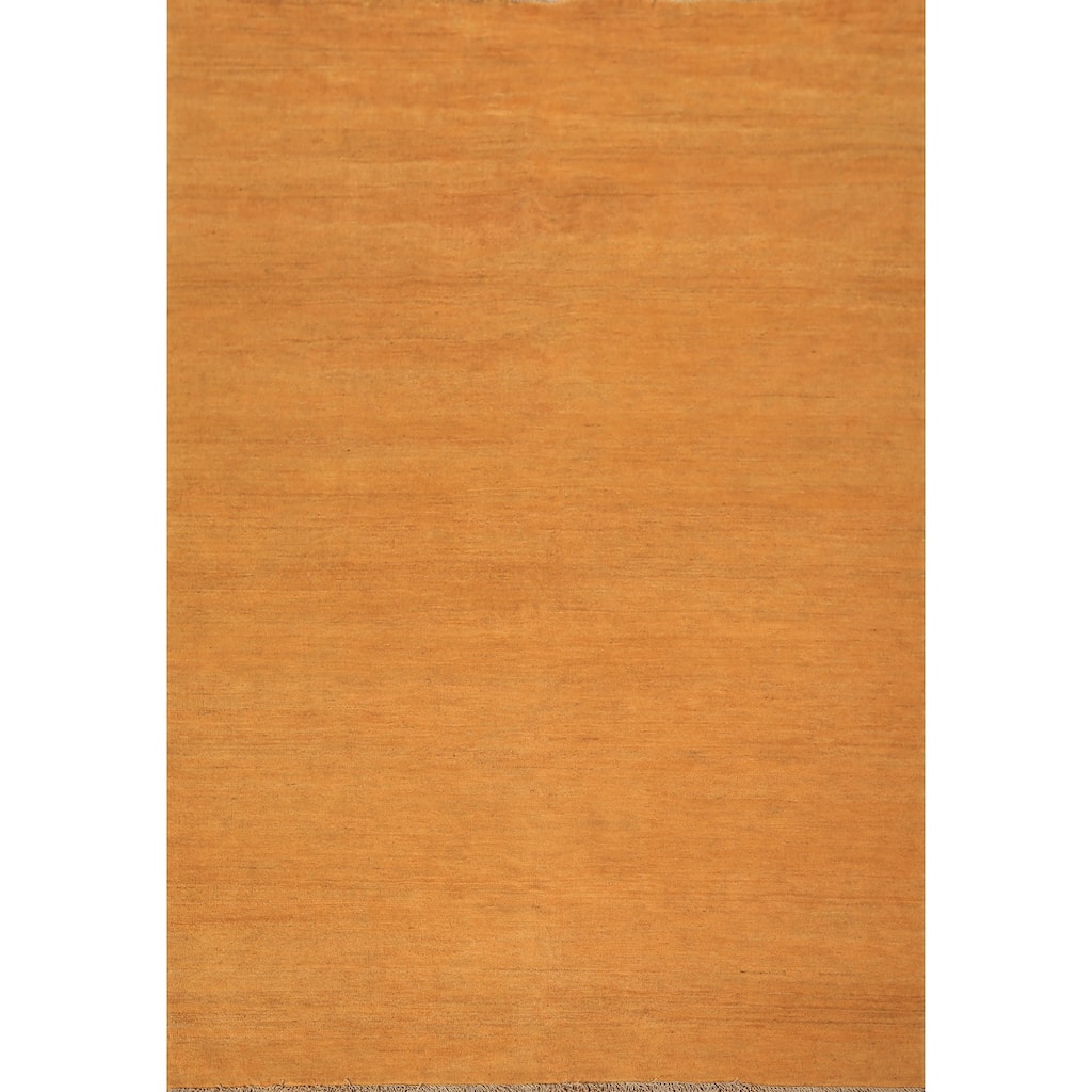 Orange Modern Gabbeh Oriental Area Rug Solid Handmade Wool Carpet - 5'4" x 7'9"