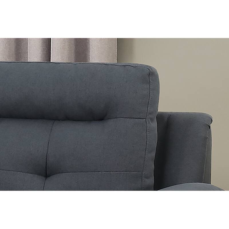 Bobkona Zane Linen 3-piece Sectional Set with Cocktail Ottoman