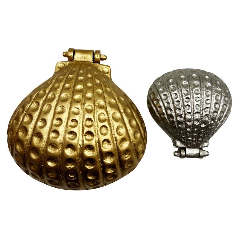 Set of 2 Decorative Handmade Aluminum Shell Shape Bowl - Set of 2
