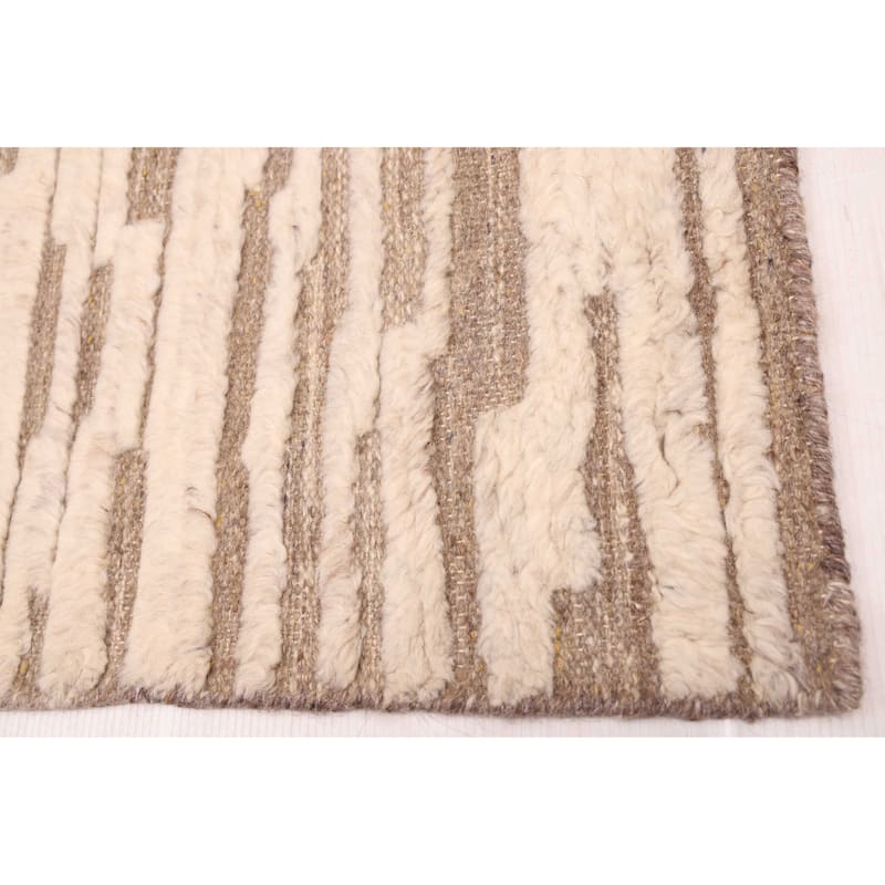 ECARPETGALLERY Hand-knotted Looma Cream, Taupe Wool Rug - 8'0 x 10'0