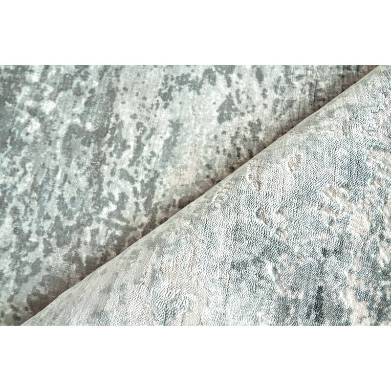 EXQUISITE RUGS Cassina Hand-loomed Bamboo Silk Dark Grey/Grey Area Rug.