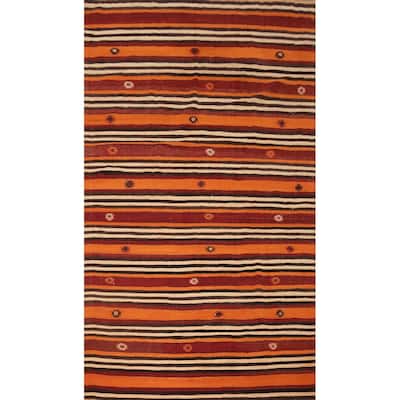 Hand Woven Oriental 100% Wool Carpet Southwestern Tribal Oranges & Rust Kilim Area Rug - 9' 11'' X 5' 7''