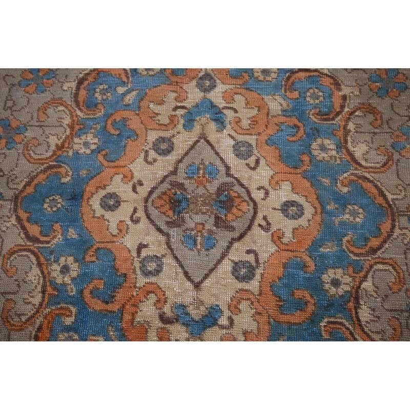 Distressed Tabriz Vintage Persian Rug Hand-Knotted Grey Wool Carpet - 6'6" x 9'7"
