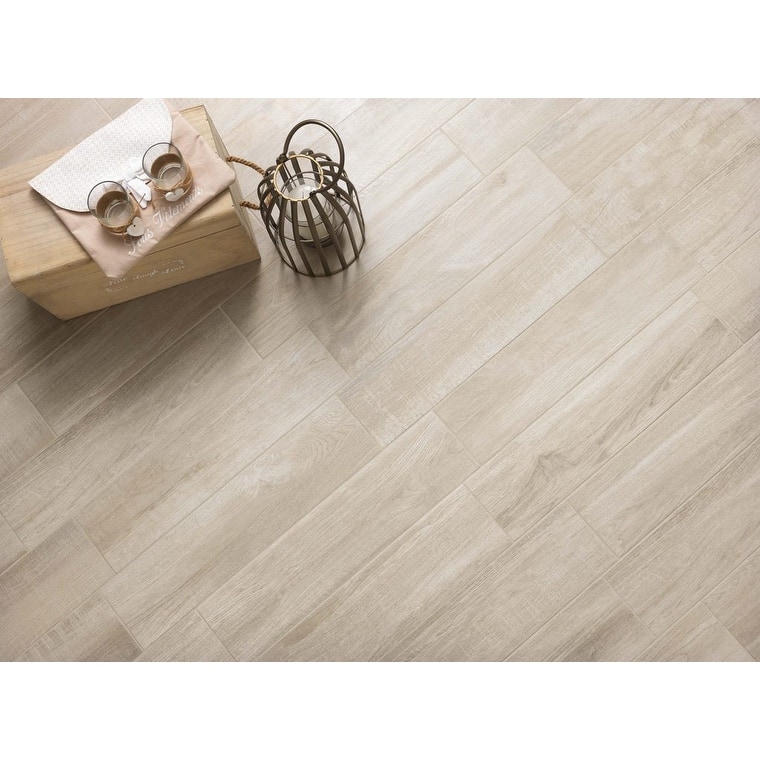 Industry Tile 6x24 Oslo White-Cream Wood Look Porcelain Tile
