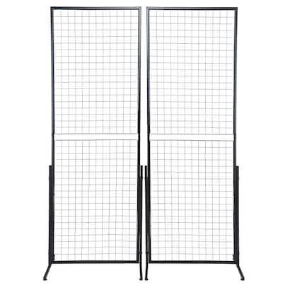 2' x 5.6' Grid Wall Panels Tower, 2 Packs Wire Gridwall Display Racks with T-Base Floorstanding, Double Side Gridwall Panels