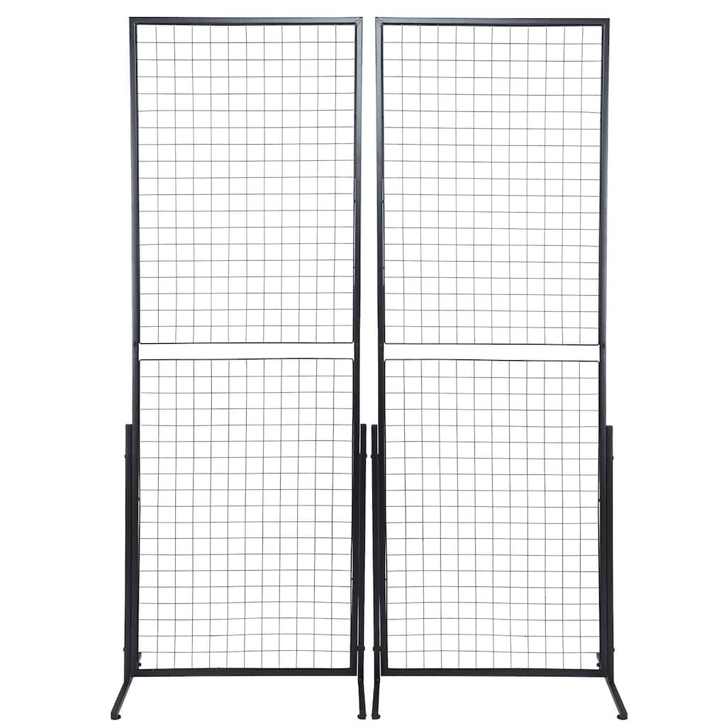 2' x 5.6' Grid Wall Panels Tower, 2 Packs Wire Gridwall Display Racks with T-Base Floorstanding, Double Side Gridwall Panels