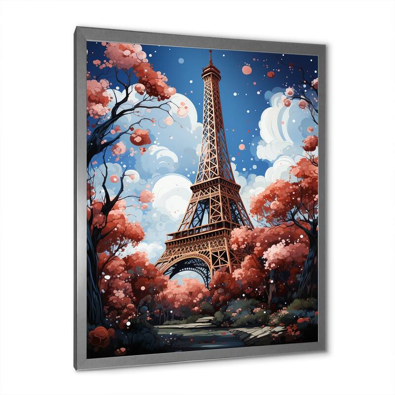 Designart "Paris In Spring Bloom I" City Paris Framed Wall Decor