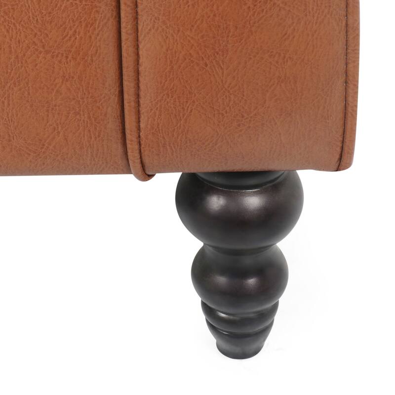 Modern 33" PU Upholstered Button Tufted Club Chair with Birch Wood Legs