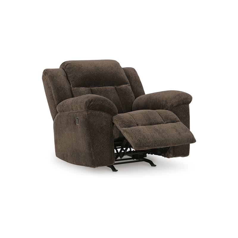 Briar Manual Rocker Recliner Chair, Brown Polyester, Pillow Top Arms